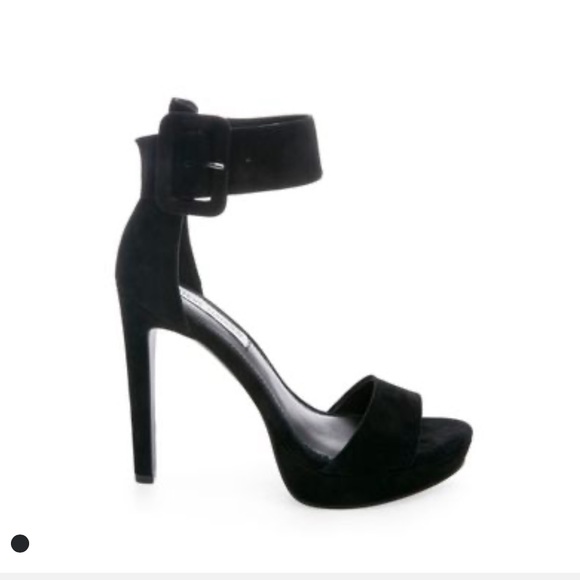 STEVE MADDEN Circuit Black Suede Leather Ankle Strap Heels - Picture 3 of 8